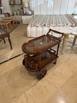 Luxury Wooden Tea Trolley with Glass Shelves & Wheels