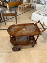 Luxury Wooden Tea Trolley with Glass Shelves & Wheels