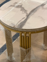 Luxury White Marble Nesting Tables with Gold Legs