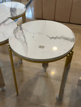 Luxury White Marble Nesting Tables with Gold Legs