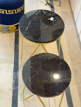 Black UV Sheet Marble Top Gold Side Tables
