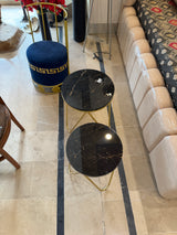 Black UV Sheet Marble Top Gold Side Tables