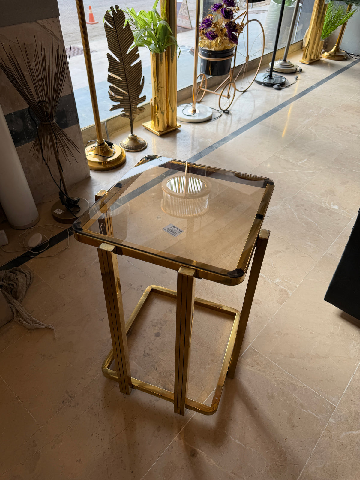 Modern Gold Frame Glass Side table