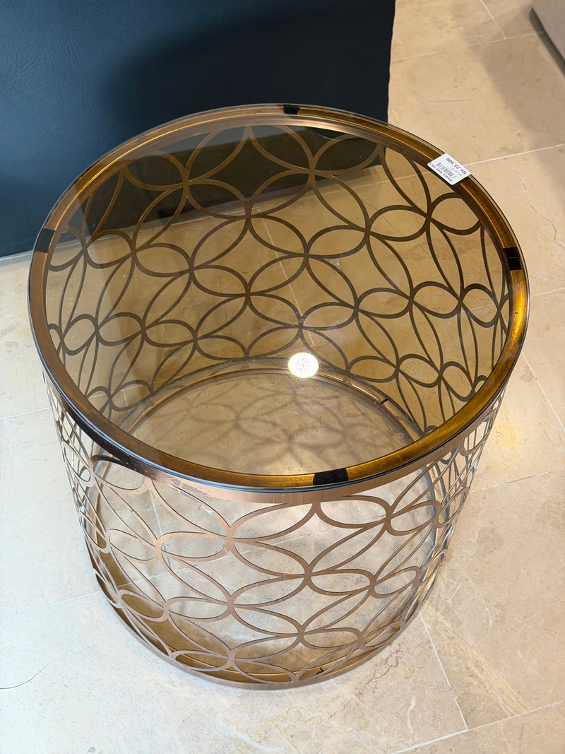 Round Glass & Metal Accent Table