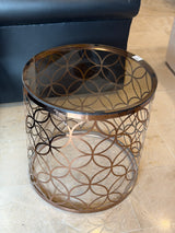 Round Glass & Metal Accent Table