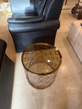 Round Glass & Metal Accent Table
