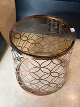Round Glass & Metal Accent Table