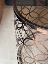 Round Glass & Metal Accent Table