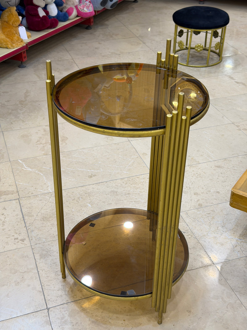 Gold Round 2-Tier Side Table