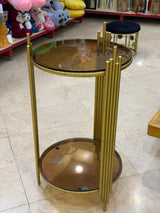 Gold Round 2-Tier Side Table