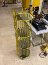 Modern Gold 4-Tier Round Glass Corner Display Rack / Organizer