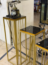 Luxury Black UV Sheets Nesting Tables with Gold Geometric Frames