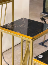 Luxury Black UV Sheets Nesting Tables with Gold Geometric Frames