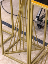 Luxury Black UV Sheets Nesting Tables with Gold Geometric Frames