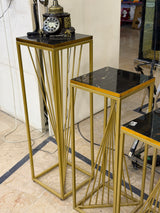 Luxury Black UV Sheets Nesting Tables with Gold Geometric Frames