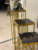 Luxury Black UV Sheets Nesting Tables with Gold Geometric Frames