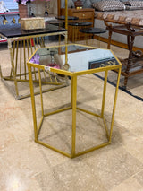 Gold Hexagon Mirror-Top Side Table