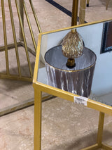 Gold Hexagon Mirror-Top Side Table