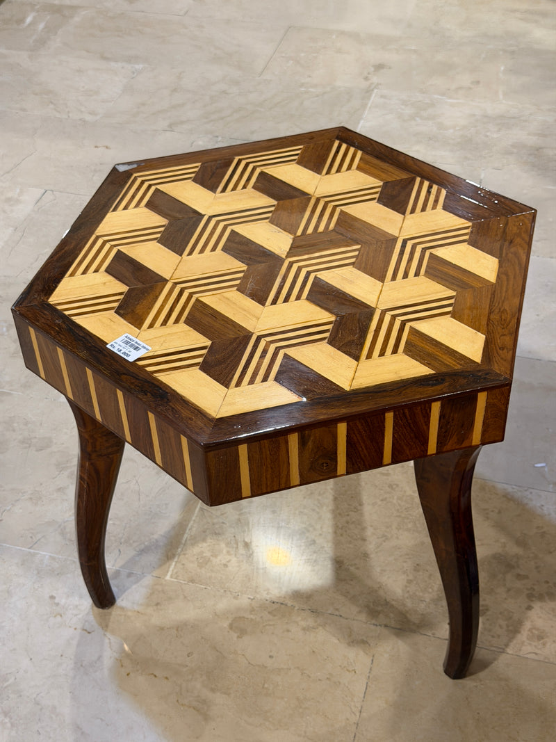 Traditional Wooden Inlay Side Table