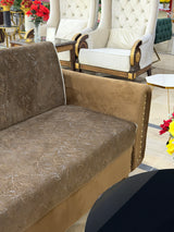 Brown sofa cumbed