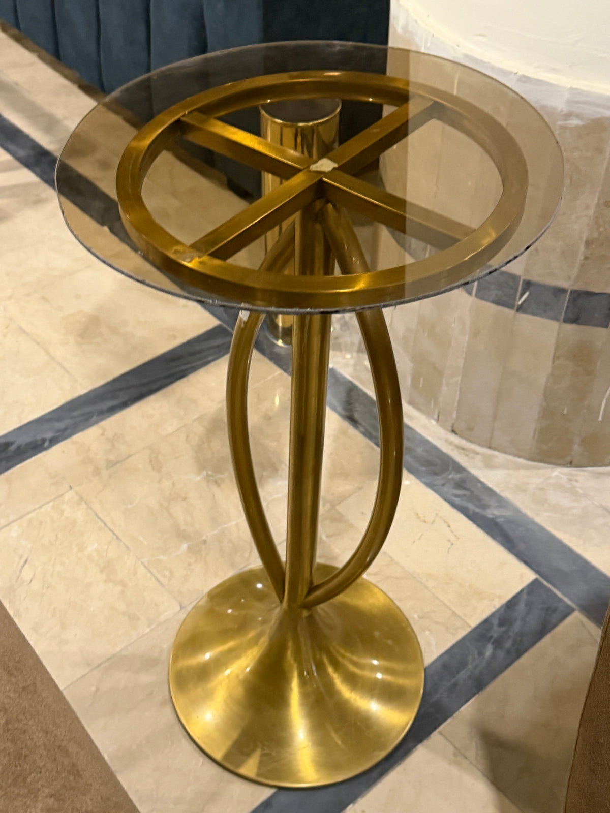 Modern Gold Accent Side Table with Glass Top