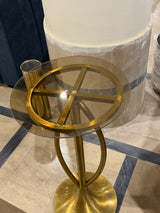 Modern Gold Accent Side Table with Glass Top