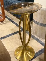 Modern Gold Accent Side Table with Glass Top