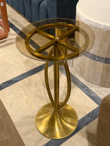Modern Gold Accent Side Table with Glass Top