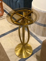 Modern Gold Accent Side Table with Glass Top