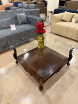 Classic Wooden Glass-Top Coffee Table