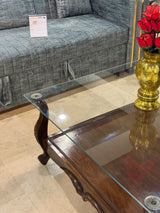 Classic Wooden Glass-Top Coffee Table