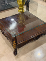 Classic Wooden Glass-Top Coffee Table