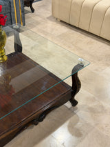 Classic Wooden Glass-Top Coffee Table