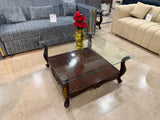Classic Wooden Glass-Top Coffee Table