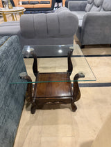 Classic Wooden Glass-Top Coffee Table