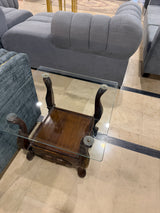 Classic Wooden Glass-Top Coffee Table