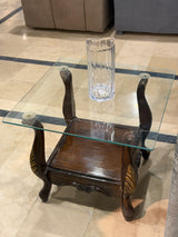 Classic Wooden Glass-Top Coffee Table