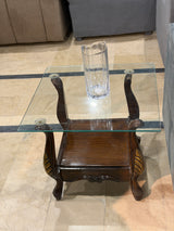 Classic Wooden Glass-Top Coffee Table
