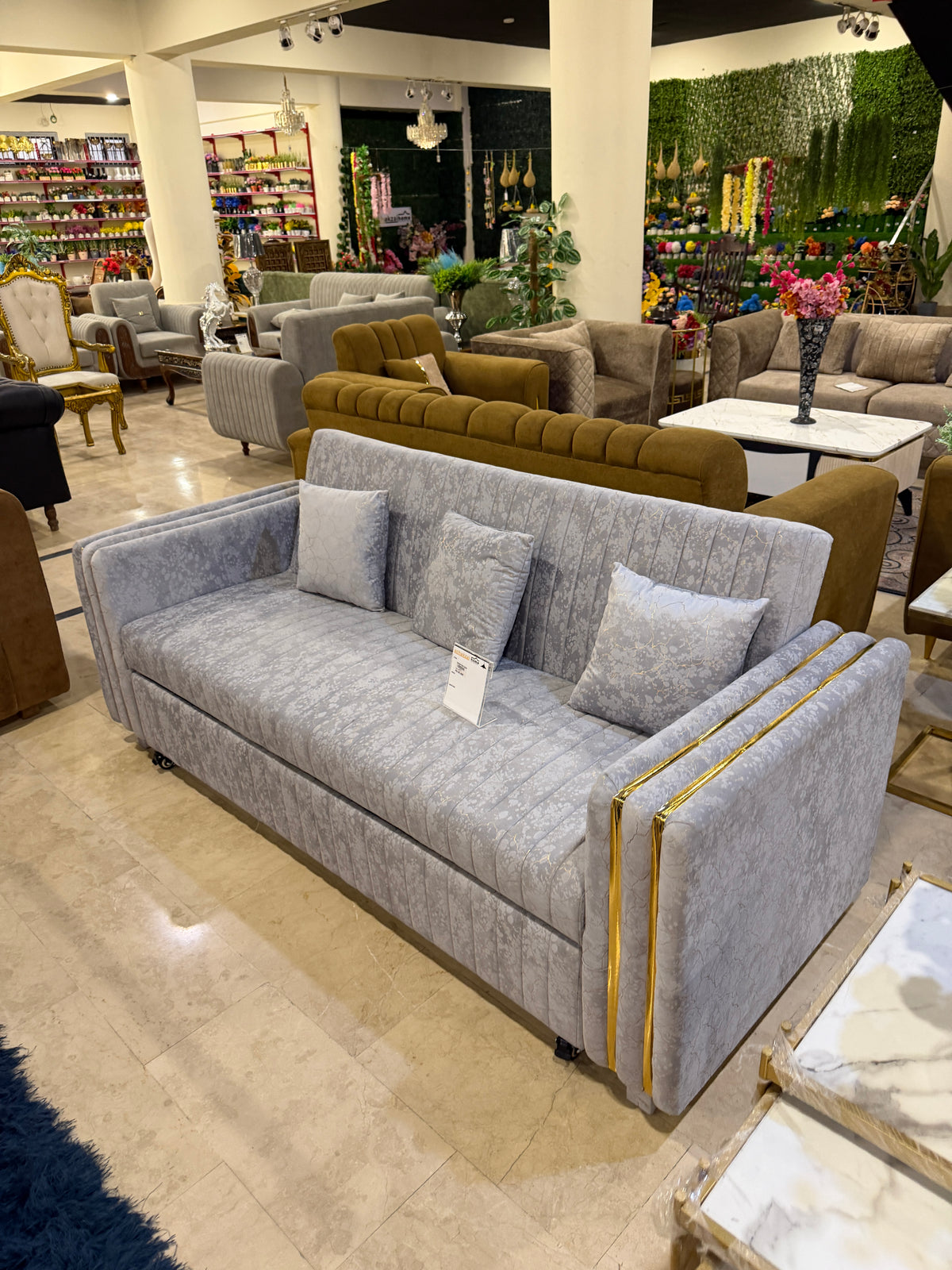 Gray sofa cumbed