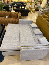 Gray sofa cumbed