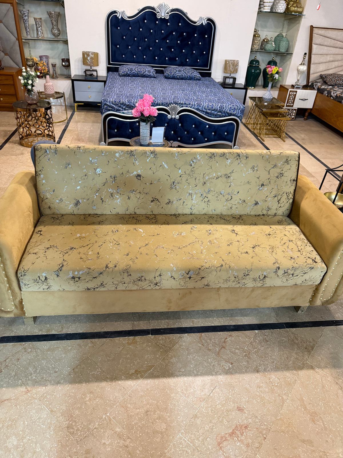 Golden sofa cumbed